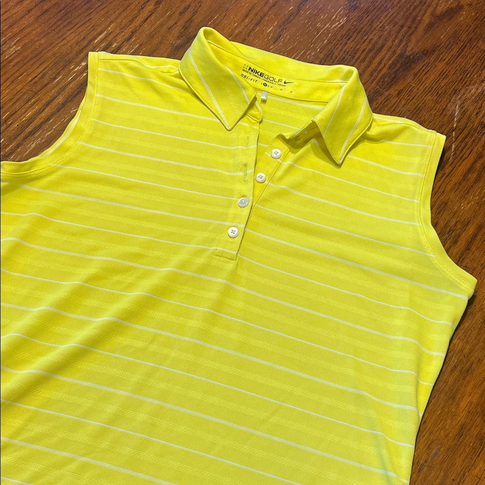 Nike Yellow Striped Sleeveless Polo